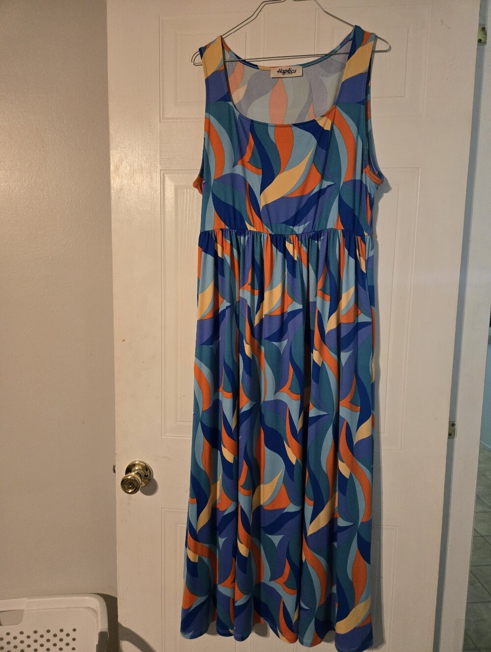 Angels Blue & Orange Abstract Tank Maxi Dress for Girls